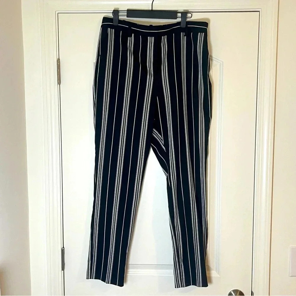 Vince Camuto Women's Black With White Stripe Pants - Size 10